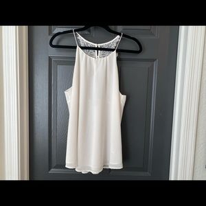 Whit lace back tank top